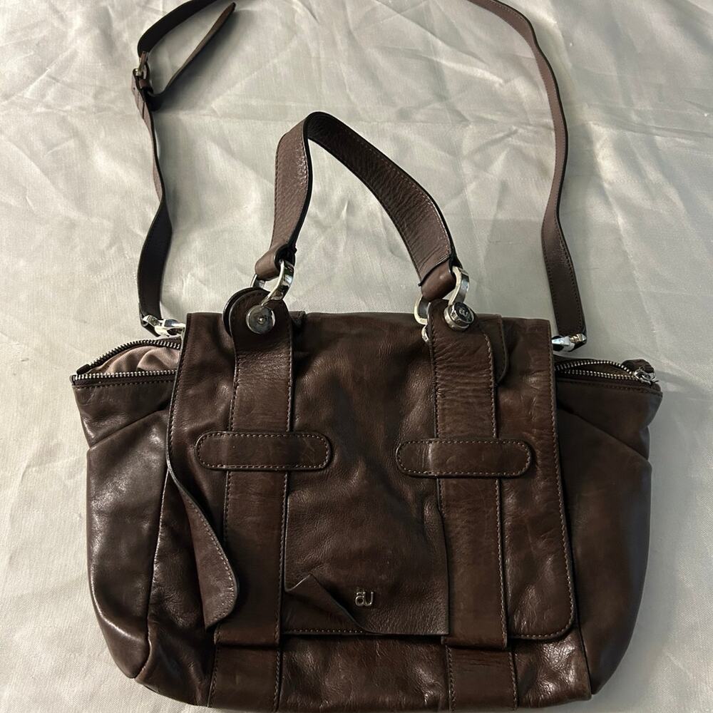 Bulgarian Leather Mauve Satchel Crossbody Bag